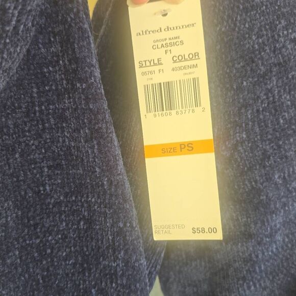 Alfred Dunner Womens Petite Chenille Blue Colorblock Sweater, NWT, PS - Picture 9 of 11